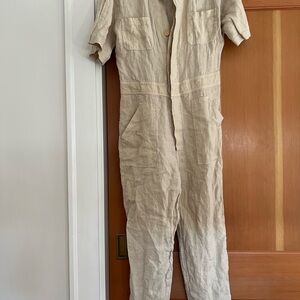 Linen Jumpsuit in Natural Beige